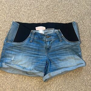 Women's Blue Denim Maternity Shorts